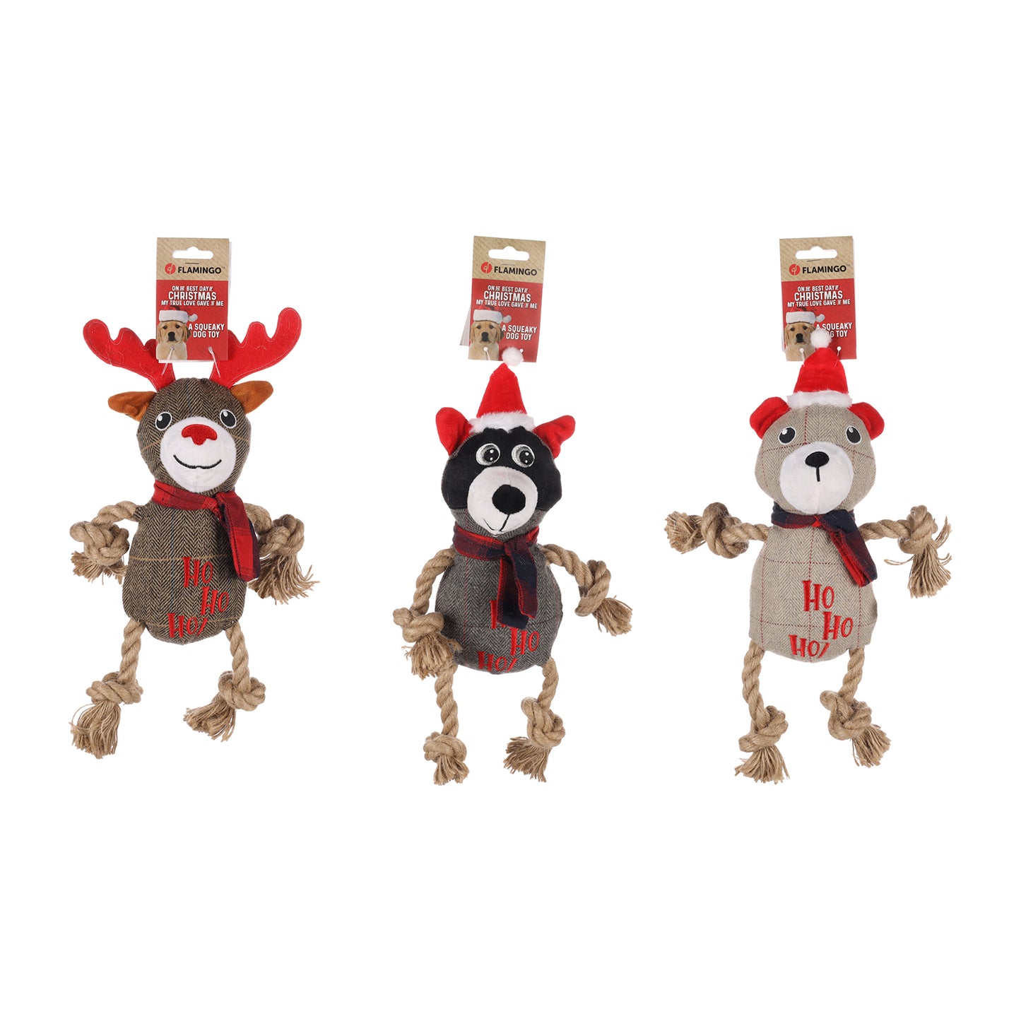 Flamingo Giocattolo di Natale per cane Beta animale + corda
