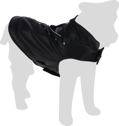 Flamingo Cappotto per cane Sergio nero in cuoio sintetico stile chiodo