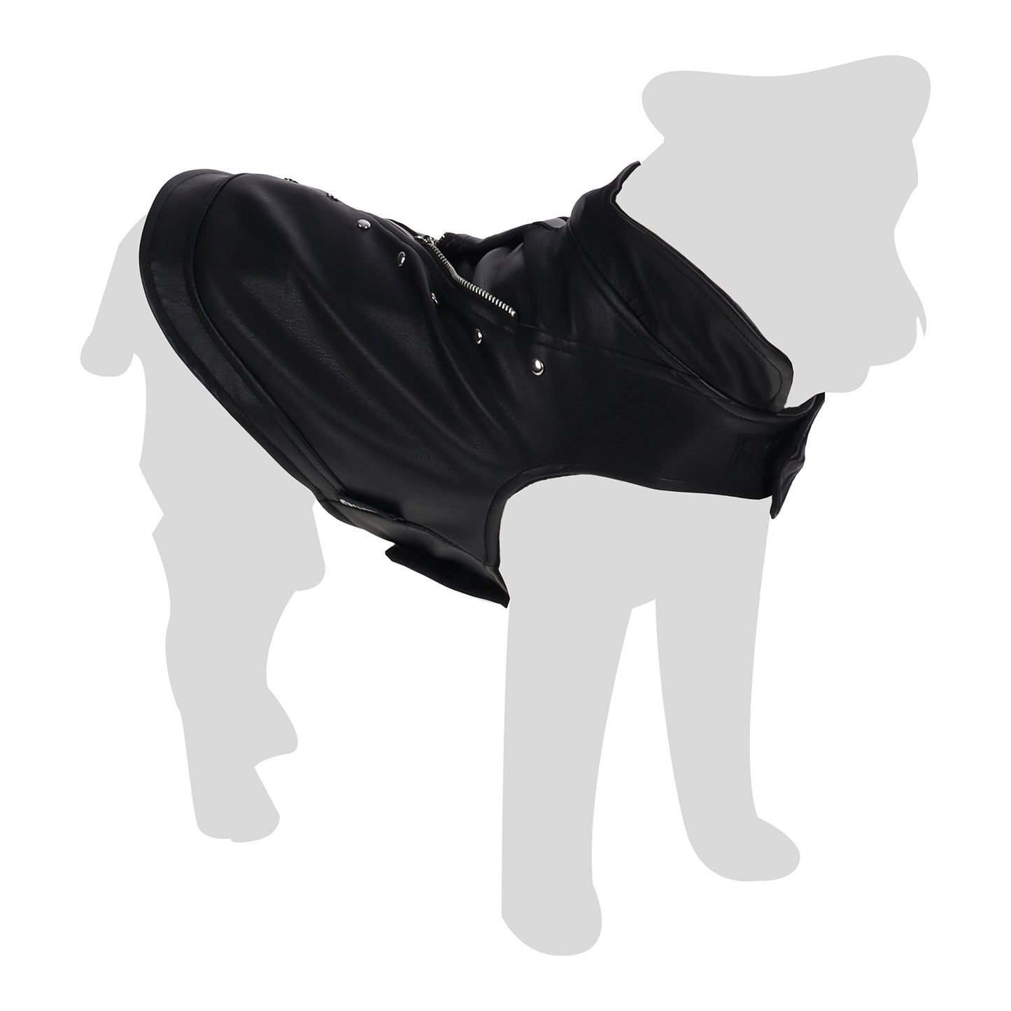 Flamingo Cappotto per cane Sergio nero in cuoio sintetico stile chiodo