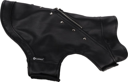 Flamingo Cappotto per cane Sergio nero in cuoio sintetico stile chiodo