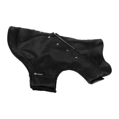 Flamingo Cappotto per cane Sergio nero in cuoio sintetico stile chiodo