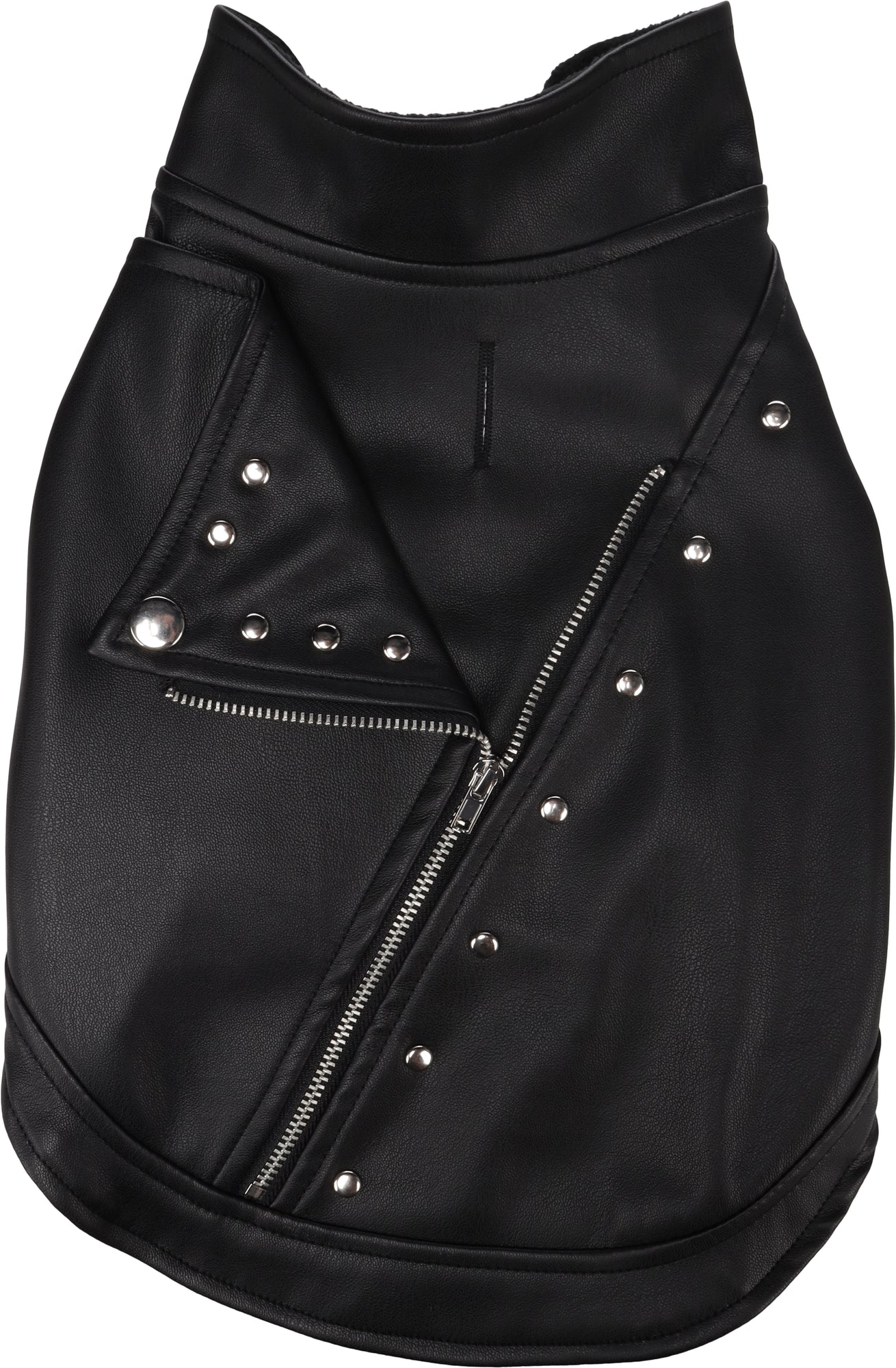 Flamingo Cappotto per cane Sergio nero in cuoio sintetico stile chiodo