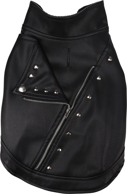 Flamingo Cappotto per cane Sergio nero in cuoio sintetico stile chiodo