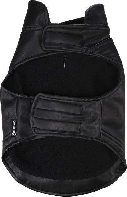 Flamingo Cappotto per cane Sergio nero in cuoio sintetico stile chiodo