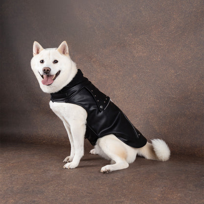 Flamingo Cappotto per cane Sergio nero in cuoio sintetico stile chiodo