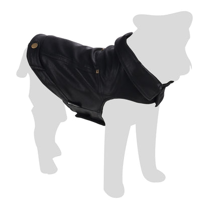 Flamingo Cappotto per cane Sancho nero in cuoio sintetico stile Biker