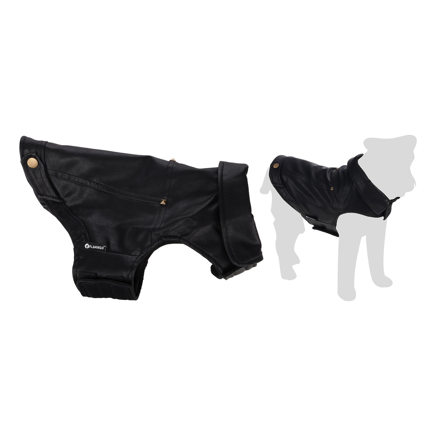 Flamingo Cappotto per cane Sancho nero in cuoio sintetico stile Biker
