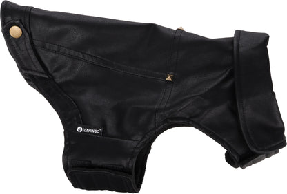 Flamingo Cappotto per cane Sancho nero in cuoio sintetico stile Biker
