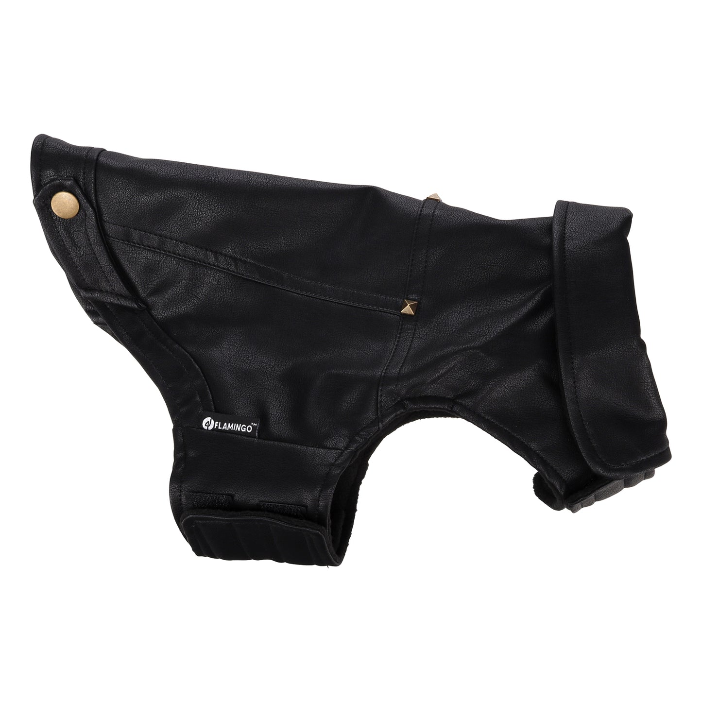 Flamingo Cappotto per cane Sancho nero in cuoio sintetico stile Biker