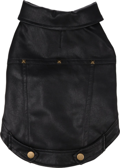 Flamingo Cappotto per cane Sancho nero in cuoio sintetico stile Biker