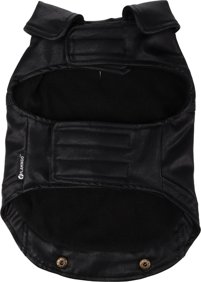 Flamingo Cappotto per cane Sancho nero in cuoio sintetico stile Biker