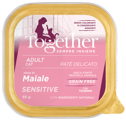 Together Cat Sensitive Paté delicato alimento completo grain free per gatti adulti con una sola fonte proteica animale 85g diversi gusti