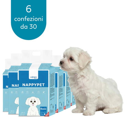 AqpetFriends Nappy Pet Basic Tappetino Assorbente Con Strisce Adesive 180 pz