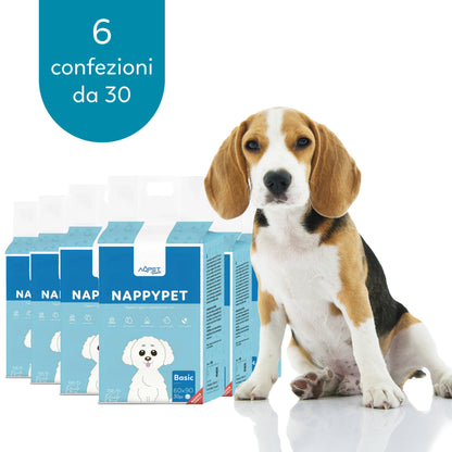 AqpetFriends Nappy Pet Basic Tappetino Assorbente Con Strisce Adesive 180 pz