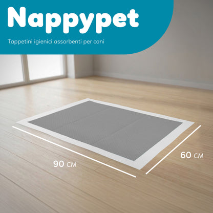 AqpetFriends Nappy Pet Carbo Tappetino Assorbente Con Strisce Adesive Al Carbone Attivo 30 pz