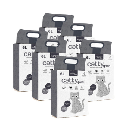 AqpetFriends Catty Green Lettiera Naturale per Gatti Alla Soia Con Carbone Attivo 36 L (6 confezioni da 6 litri)