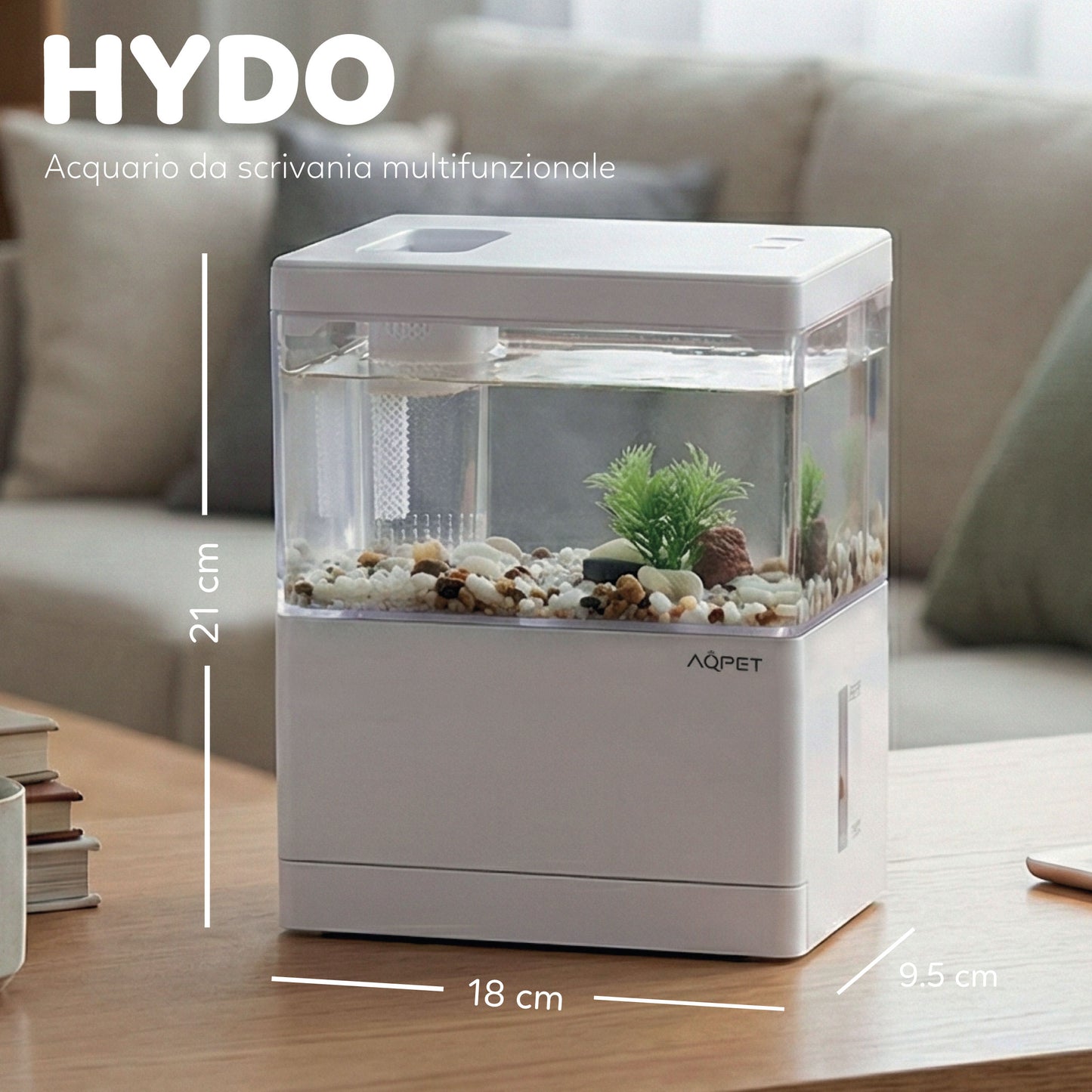AQPet HyDo Acquario in plastica da scrivania 18x9.5x21