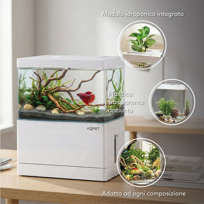 AQPet HyDo Acquario in plastica da scrivania 18x9.5x21