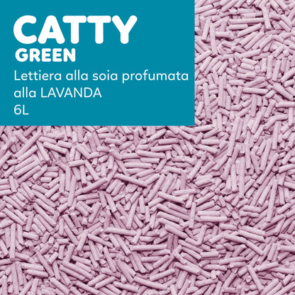 AqpetFriends Catty Green Lettiera Naturale per Gatti Alla Soia Fragranza Alla Lavanda 36 L (6 confezioni da 6 lt)