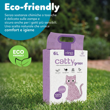 AqpetFriends Catty Green Lettiera Naturale per Gatti Alla Soia Fragranza Alla Lavanda 36 L (6 confezioni da 6 lt)
