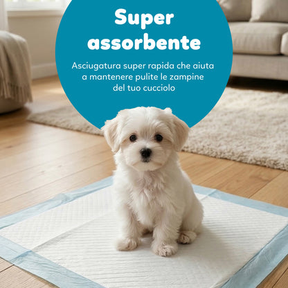 AqpetFriends Nappy Pet Basic Tappetino Assorbente Con Strisce Adesive 300 pz (6 confezioni da 50 pezzi)
