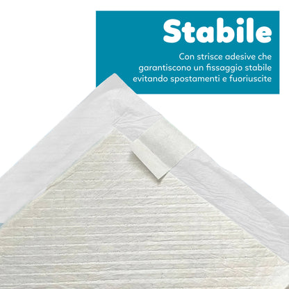 AqpetFriends Nappy Pet Carbo Tappetino Assorbente Con Strisce Adesive Al Carbone Attivo 300 pz (6 confezioni da 50 pezzi)