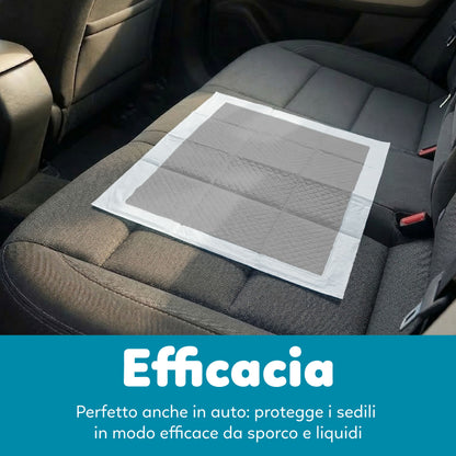 AqpetFriends Nappy Pet Carbo Tappetino Assorbente Con Strisce Adesive Al Carbone Attivo 300 pz (6 confezioni da 50 pezzi)