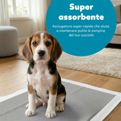 AqpetFriends Nappy Pet Carbo Tappetino Assorbente Con Strisce Adesive Al Carbone Attivo 200 pz (4 confezioni da 50 pezzi)