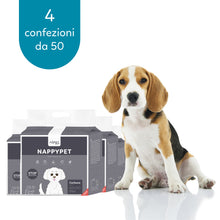 AqpetFriends Nappy Pet Carbo Tappetino Assorbente Con Strisce Adesive Al Carbone Attivo 200 pz (4 confezioni da 50 pezzi)