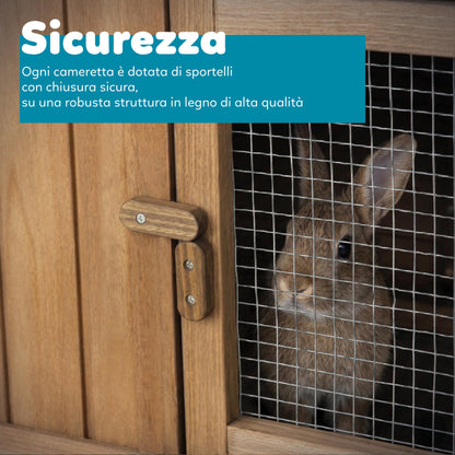 AqpetFriends Rabbith Conigliera in Legno 147x53x85 cm – Spaziosa, Resistente e da Esterno