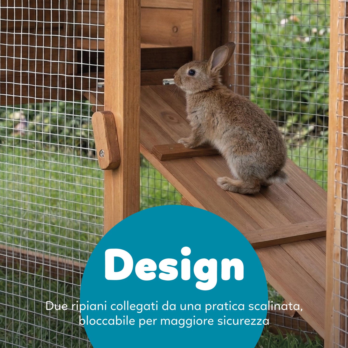 AqpetFriends Rabbith Conigliera in Legno 204x45x84 cm – Spaziosa, Resistente e da Esterno