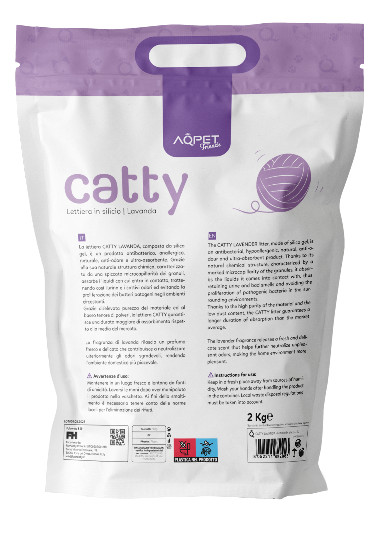 AqpetFriends Catty Pure Lettiera In Silicio per Gatti - profumazione lavanda - 5 L