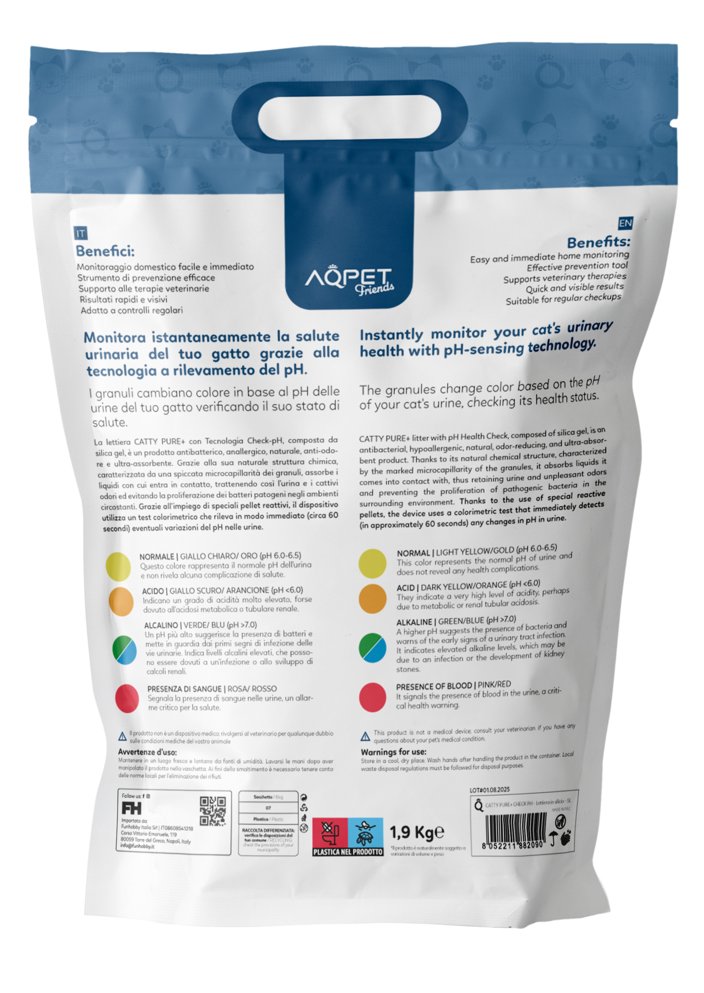 AqpetFriends Catty Pure Lettiera In Silicio per Gatti - Check PH - 5 L