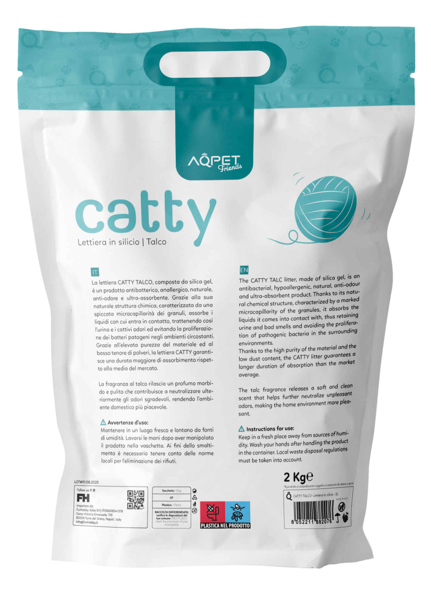 AqpetFriends Catty Pure Lettiera In Silicio per Gatti - profumazione talco - 5 L