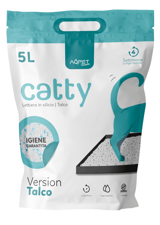 AqpetFriends Catty Pure Lettiera In Silicio per Gatti - profumazione talco - 30 L (6 confezioni da 5 lt)
