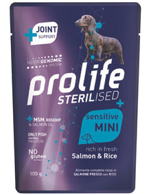 Prolife Sterilised Sensitive Adult Pork & Rice Mini Bocconcini Di Maiale E Riso Per Cani Adulti Sterilizzati 100g