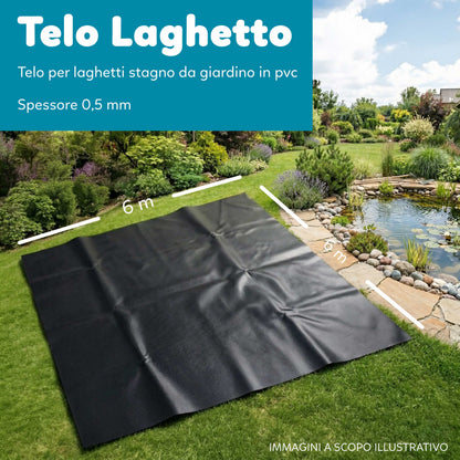 Telo Puro in PVC UV Nero Atossico per Laghetto Giardino 0,5mm