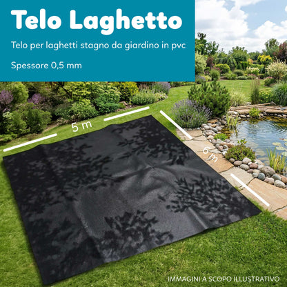Telo Puro in PVC UV Nero Atossico per Laghetto Giardino 0,5mm