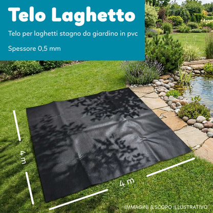 Telo Puro in PVC UV Nero Atossico per Laghetto Giardino 0,5mm