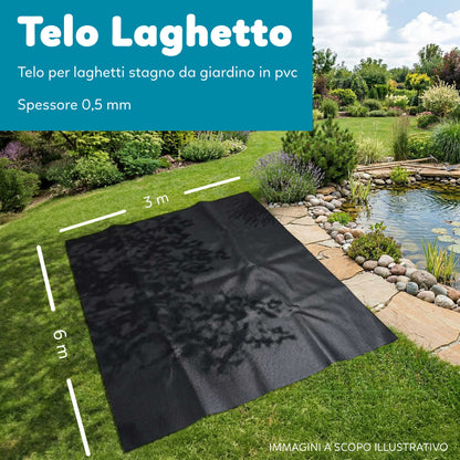 Telo Puro in PVC UV Nero Atossico per Laghetto Giardino 0,5mm