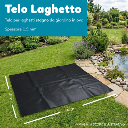 Telo Puro in PVC UV Nero Atossico per Laghetto Giardino 0,5mm