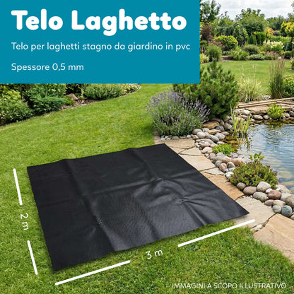 Telo Puro in PVC UV Nero Atossico per Laghetto Giardino 0,5mm